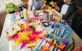 children crafting at home