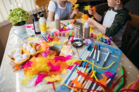 children crafting at home